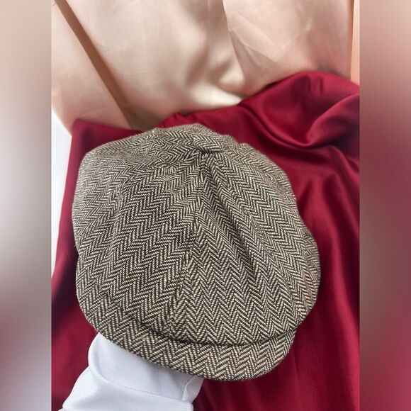 Brown Herringbone Newsboy Cap - Picture 6 of 6